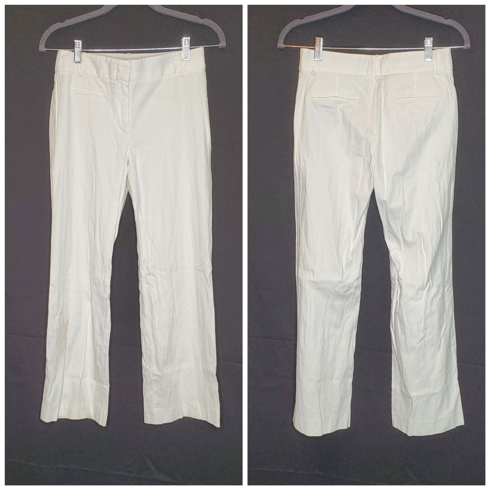 ❤️‍ VINTAGE BCBGMAXAZRIA Y2K Camilla Cream Bootcut Cotton Pants Office Siren 0